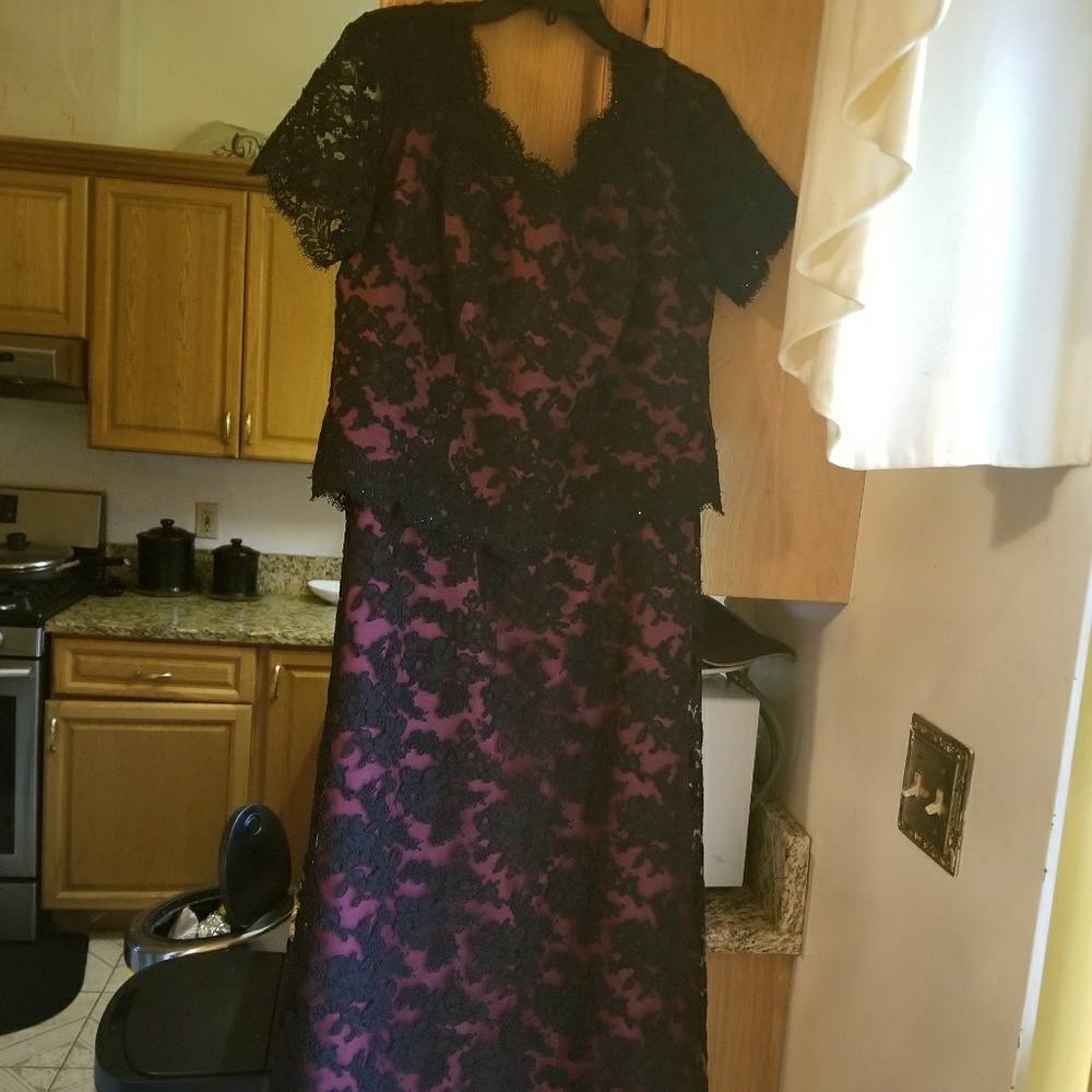 Plum with black lace dress